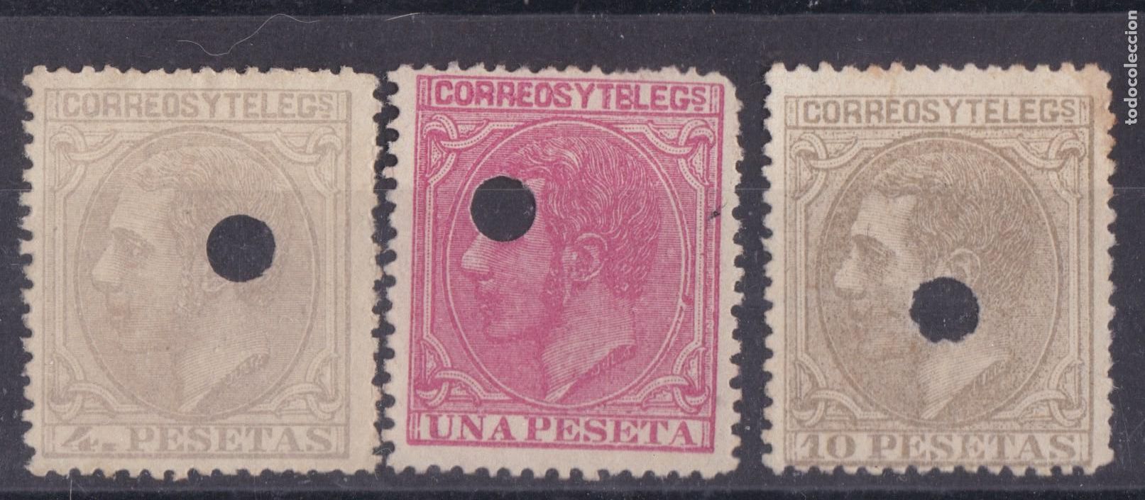 Sellos: AA10- Cl&aacute;sicos Alfonso XII Valores Altos Usados TELEGRAFOS . Perfectos