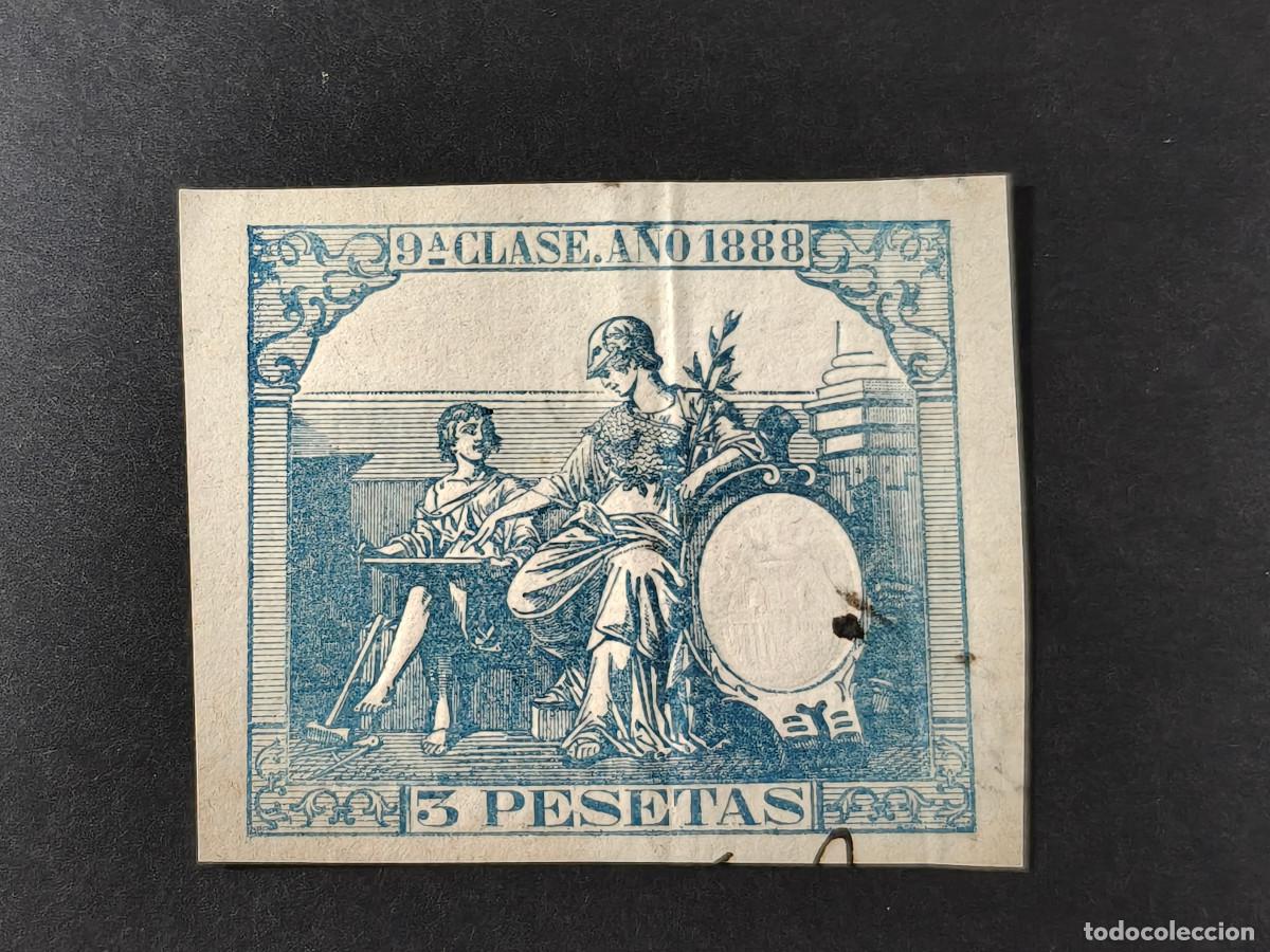 Sellos: Espa&ntilde;a sellos Al&ntilde;fonso XII 3 ptas 1888 timbre especial polizas para documentos edifil 319 usado