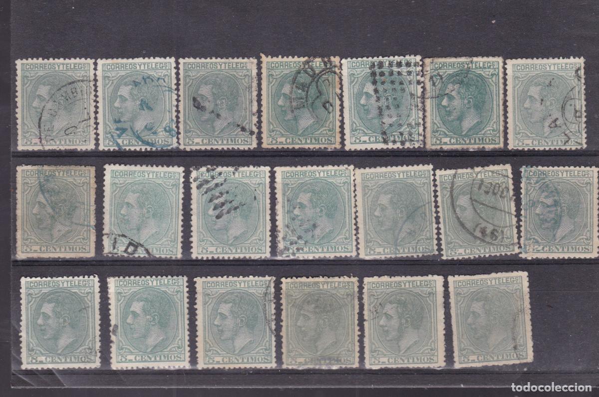 Sellos: FC-239- Cl&aacute;sicos Alfonso XII Edifil 201 x 20 Sellos Usados CENTRADOS . Colores . Buena Calidad