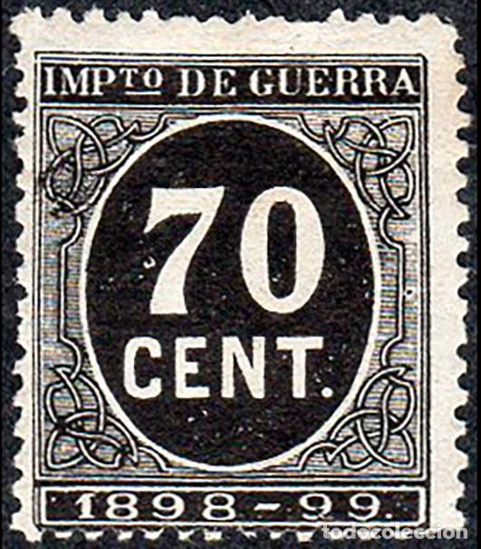 Sellos: Espa&ntilde;a - Fiscales - Impuesto de Guerra - Alemany * 29 - 1898/99 - 70 cts.