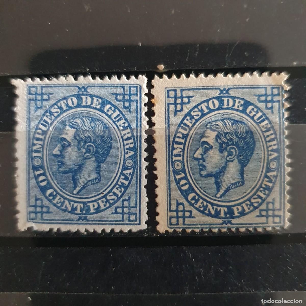 Briefmarken: EDIFIL 184 * ALFONSO XII 10 CENTIMOS AZUL ESPA&Ntilde;A 1876 VARIEDAD DE COLOR