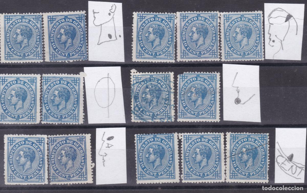 Stamps: AA20-Cl&aacute;sicos Edifil 184 x 14 Sellos VARIEDADES de CLICH&Eacute;
