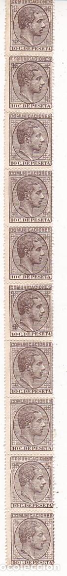Briefmarken: FC4-99 - Alfonso XII Edifil 192 Tira Vertical 10 Nuevos (*) Sin Goma . Perfectos + 120 euros
