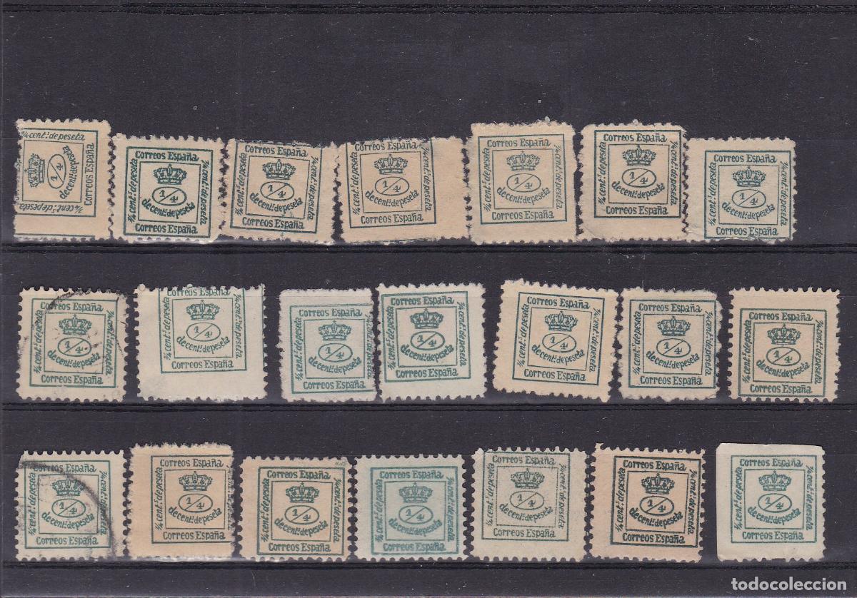 Sellos: FC4-18-Cl&aacute;sicos Edifil 173/A/B Lote 21 Cuartillos VARIEDAD Dentado PARTICULAR