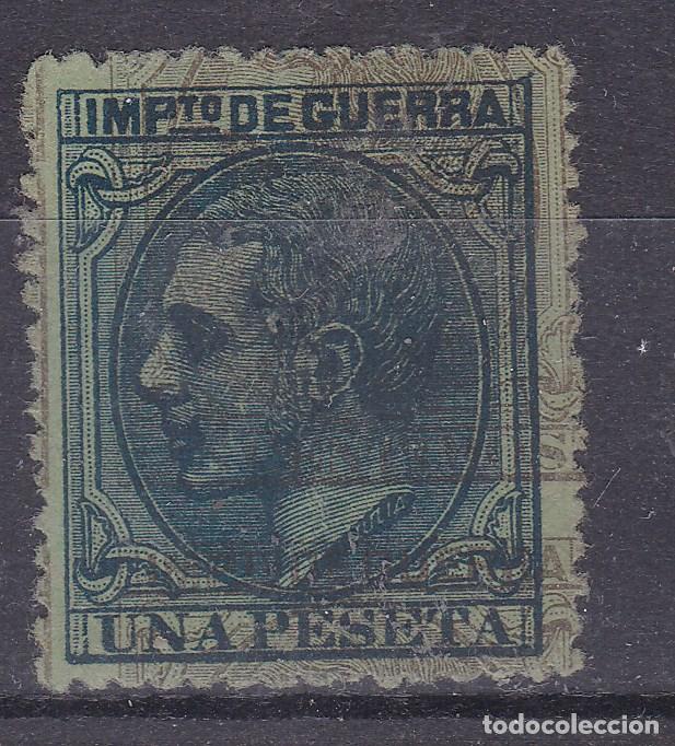 Sellos: AA9- Cl&aacute;sicos Alfonso XII IMPUESTO de GUERRA Edifil NE9 RARA MACULATURA Dentada. papel Verde. Marqui
