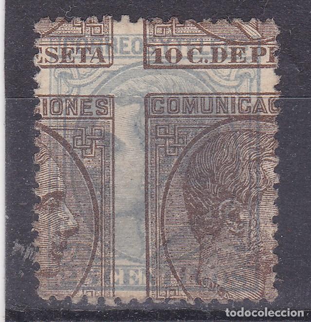 Sellos: AA9- Cl&aacute;sicos Alfonso XII Edifil 192 y 204 RARA MACULATURA Dentada. Marquilla ROIG