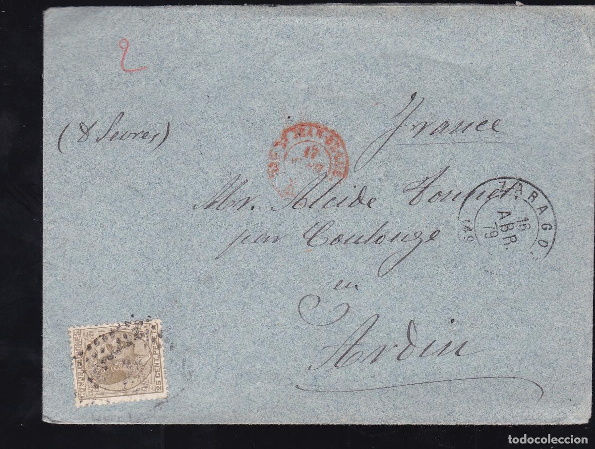 Selos: F16-69-Carta ZARAGOZA-FRANCIA 1879