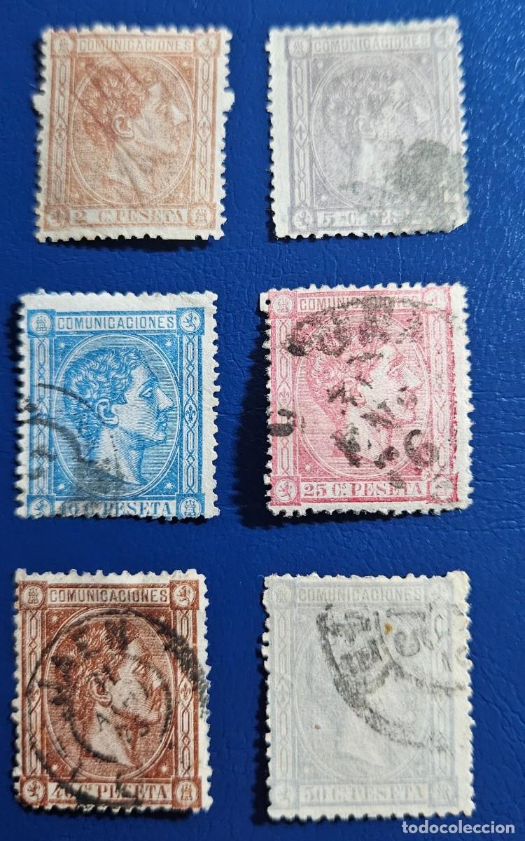 Sellos: Espa&ntilde;a 1875 Alfonso XII Edifil 162, 163, 164, 166, 167 y 168 usados