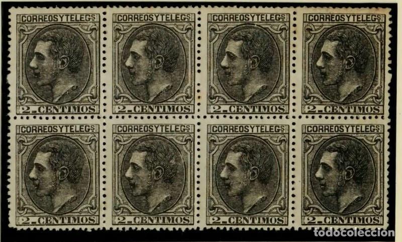 Timbres: FA3416. Emision 1-5-1879. Bloque de 8 valores 2 c. NUEVO