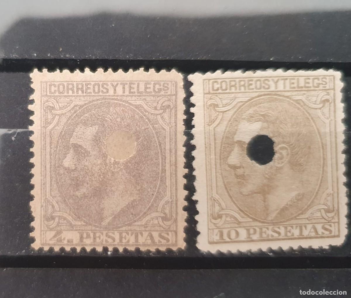 Sellos: EDIFIL 208 T + 209 T ALFONSO XII ESPA&Ntilde;A 1879