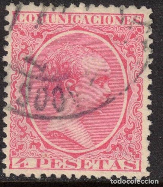 Sellos: ALFONSO XIII PELON N&ordm; 227 - A&Ntilde;O 1889 - 4 PESETAS