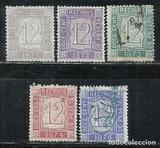 Sellos: 0926-SERIE COMPLETA FISCALES RECIBOS 1871-1875 N&ordm;17/21 EDIFIL ALEMANY ALFONSO XII