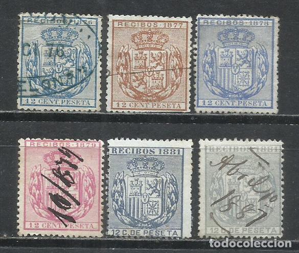 Stamps: 0930-FISCALES ESPA&Ntilde;A,SELLOS PARA RECIBOS, 1876/81LOS DE LA FOTO CON VARIEDAD.MAGNIFICOS.