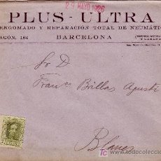 Sellos: ESPAÑA. 1926. SOBRE PUBLICIDAD AUTOMÓVIL DE BARCELONA A BLANES (GERONA). 2 CTS. IMPRESOS. BONITA.