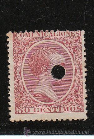 Sellos: ALFONSO XIII. 50 CTS. TELEGRAFOS. N&ordm; 224-T