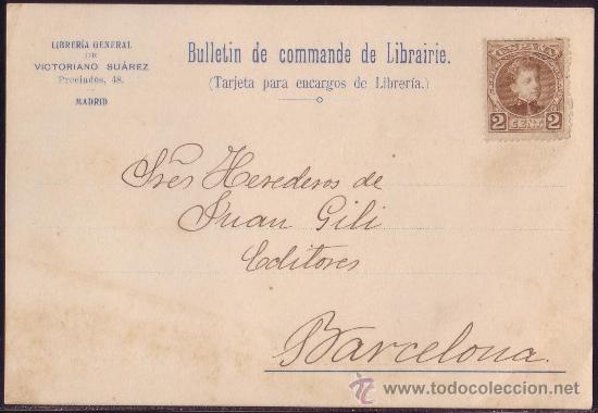 Selos: ESPA&Ntilde;A. 1909. TARJETA POSTAL PUBLICIDAD de MADRID. 2 Cts. CADETE. SIN MAT. MUY BONITA