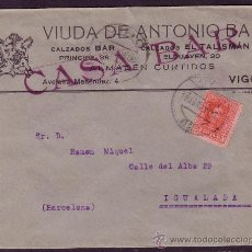 Sellos: ESPAÑA. (CAT. 317A). 1928. SOBRE PUBLICIDAD DE VIGO A IGUALADA. 25 CTS. LLEGADA. MUY BONITO.. Lote 25256654