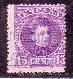 Sellos: GUIPUZCOA.- Matasello Carteria Oficial Tipo II en azul de VILLABONA sobre sello 246 del Cadete.