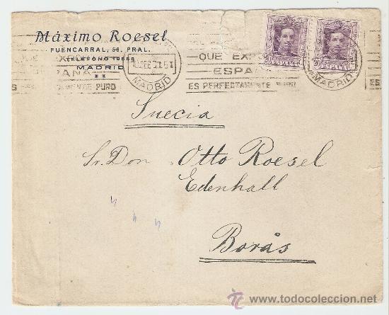 Sellos: Sobre circulado y carta Madrid - Suecia 1933