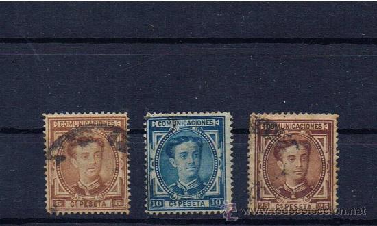 Briefmarken: alfonso XII 1876 edifil 174-5-7 valor 2010 catalogo 11.75 euros buenos centrajes