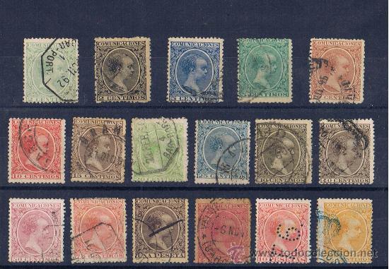Sellos: 1889 alfonso xIII pelones seriecompleta en usado reforzada con servicio oficial valor 2010 cat 245 e