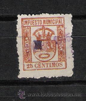 Sellos: 0364 MADRID - FISCAL  Impuesto Municipal - A&Ntilde;O1905 - 25c. ROJO