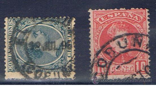 Briefmarken: alfonso XIII pelon i cadete matasello fechador el ferrol i la coru&ntilde;a