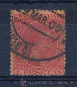Sellos: alfonso XIII pelon 1889  edifil 227 valor 2012 catalogo 58.-- euros fechador 1900