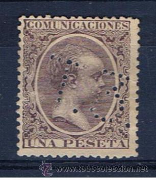 Sellos: alfonso XIII pelon 1889  edifil 226 valor 2012 catalogo 7.75 euros  perforado t 3
