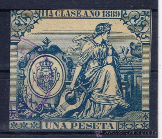 Sellos: FISCALES. 1889. 1 pTS. P&Oacute;LIZA 11&ordf; CLASE