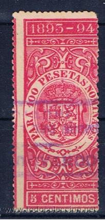 Sellos: IMPUESTO 1893-94 para 100 pts nominales