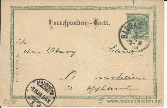 Sellos: AUSTRIA ENTERO POSTAL A MANNHEIM 1901 CON DEFECTOS - Foto 1