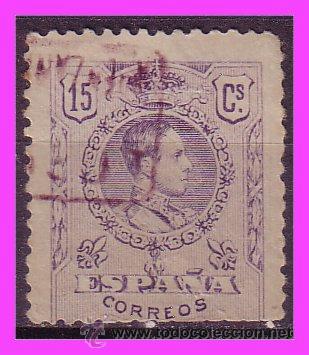 Francobolli: 1909 Alfonso XIII, EDIFIL n&ordm; 270 (o) mat. carter&iacute;a Arenzana de Abajo LOGRO&Ntilde;O