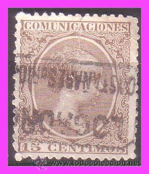 Francobolli: 1889 Alfonso XIII, mat. carter&iacute;a CASTA&Ntilde;ARES DE RIOJA Logro&ntilde;o, EDIFIL n&ordm; 219 (o)