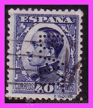 Francobolli: 1930 Alfonso XIII, perforado BAT, EDIFIL n&ordm; 497 (o)