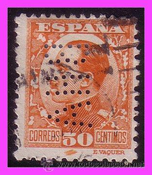 Francobolli: 1930 Alfonso XIII, perforado BAT, EDIFIL n&ordm; 498 (o)