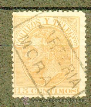 Francobolli: CARTER&Iacute;A de MORAL en sello de 15 cts Alfonso XII
