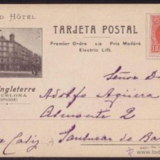 Sellos: ESPAÑA. (CAT. 243). 1909. T. P. PUBLICIDAD * GRAN HOTEL D ANGLETERRE * DE BARCELONA. MUY RARA.. Lote 27091719