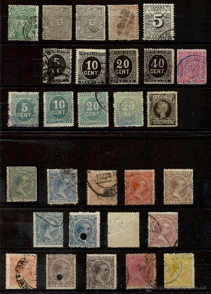 Briefmarken: mini lote alfonso XIII pelones e impuesto de guerra 29 sellos