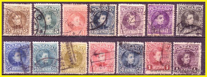 Stamps: 1901 Alfonso XIII, EDIFIL n&ordm; 241 a 254 (o)