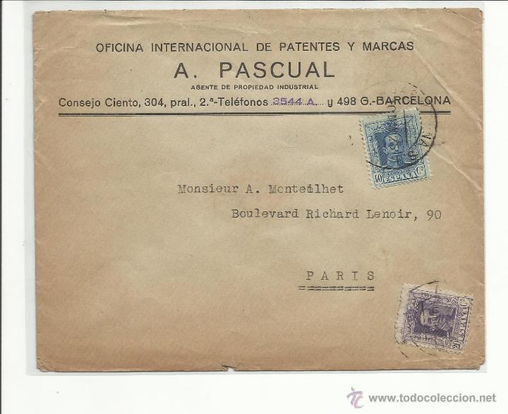 Sellos: circulada  1925 de  barcelona a paris - Foto 1