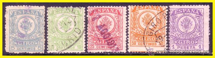 Stamps: 1911 Giro Postal, EDIFIL n&ordm; 1 a 5 (o) serie completa