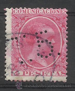Sellos: ALFONSO XIII PELON 1889 EDIFIL 227 PERFORADO 5 VALOR 2014 CATALOGO 60.-- EUROS