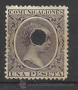 Sellos: ALFONSO XIII PELON 1889 EDIFIL 226 TALADRADO VALOR 2014 CATALOGO 8.-- EUROS