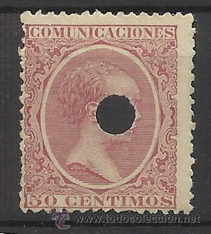Sellos: ALFONSO XIII PELON 1889 EDIFIL 224 TALADRADO VALOR 2014 CATALOGO 8.-- EUROS