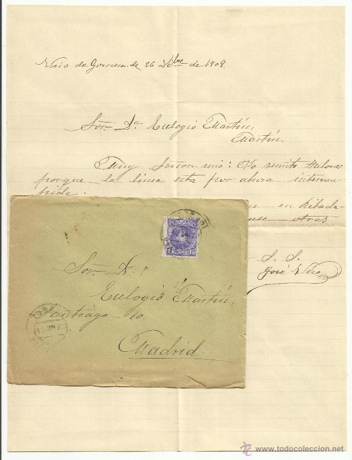 Sellos: circulada y escrita 1909 dirigida a madrid - Foto 1