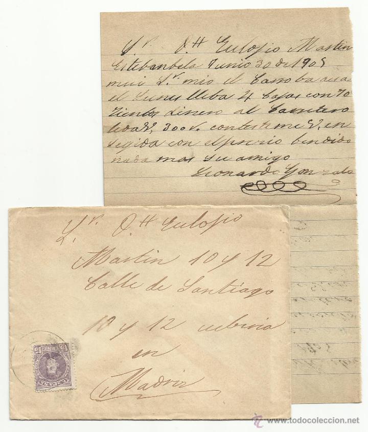 Sellos: circulada y escrita 1905 dirigida a madrid - Foto 1