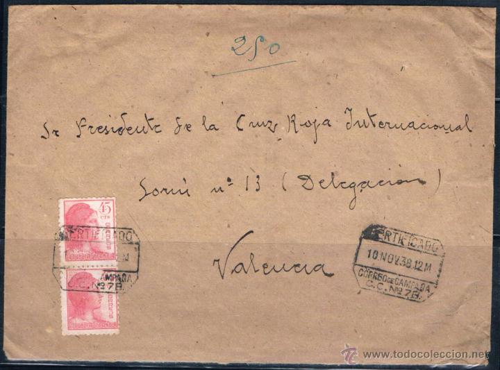 Sellos: 1939.- CARTA DIRIGIDA A VALENCIA - Foto 1