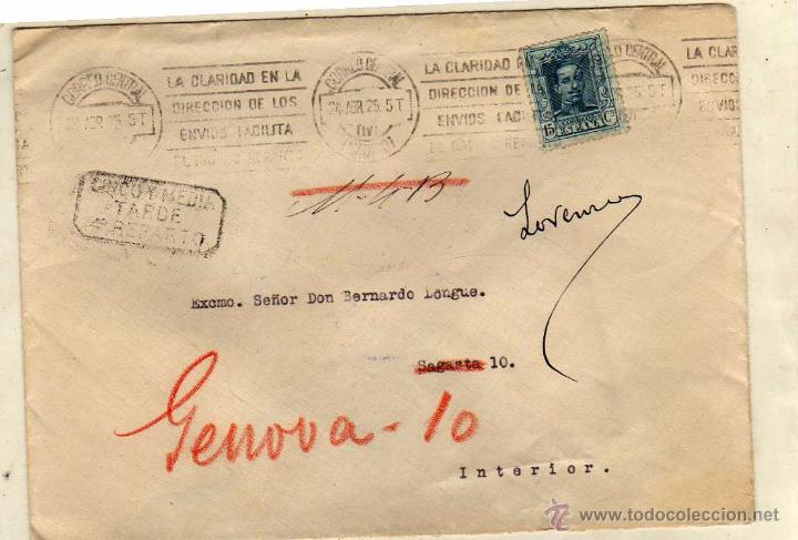 Briefmarken: Sobre con sello Alfonso XIII Carteria Entrad