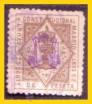 Briefmarken: SELLO MUNICIPAL, Fiscal, Madrid, 25 cts casta&ntilde;o (o)
